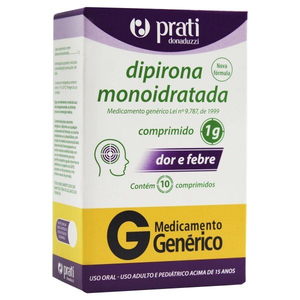 DIPIRONA 1 GRAMA PRATI COM 10 COMPRIMIDOS